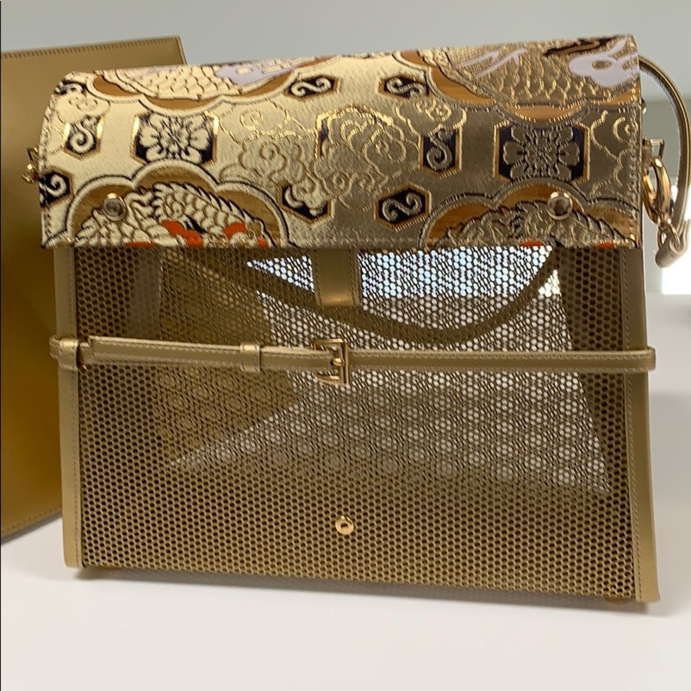 Gold Metal Mesh Purse With Interchangeable Cover.